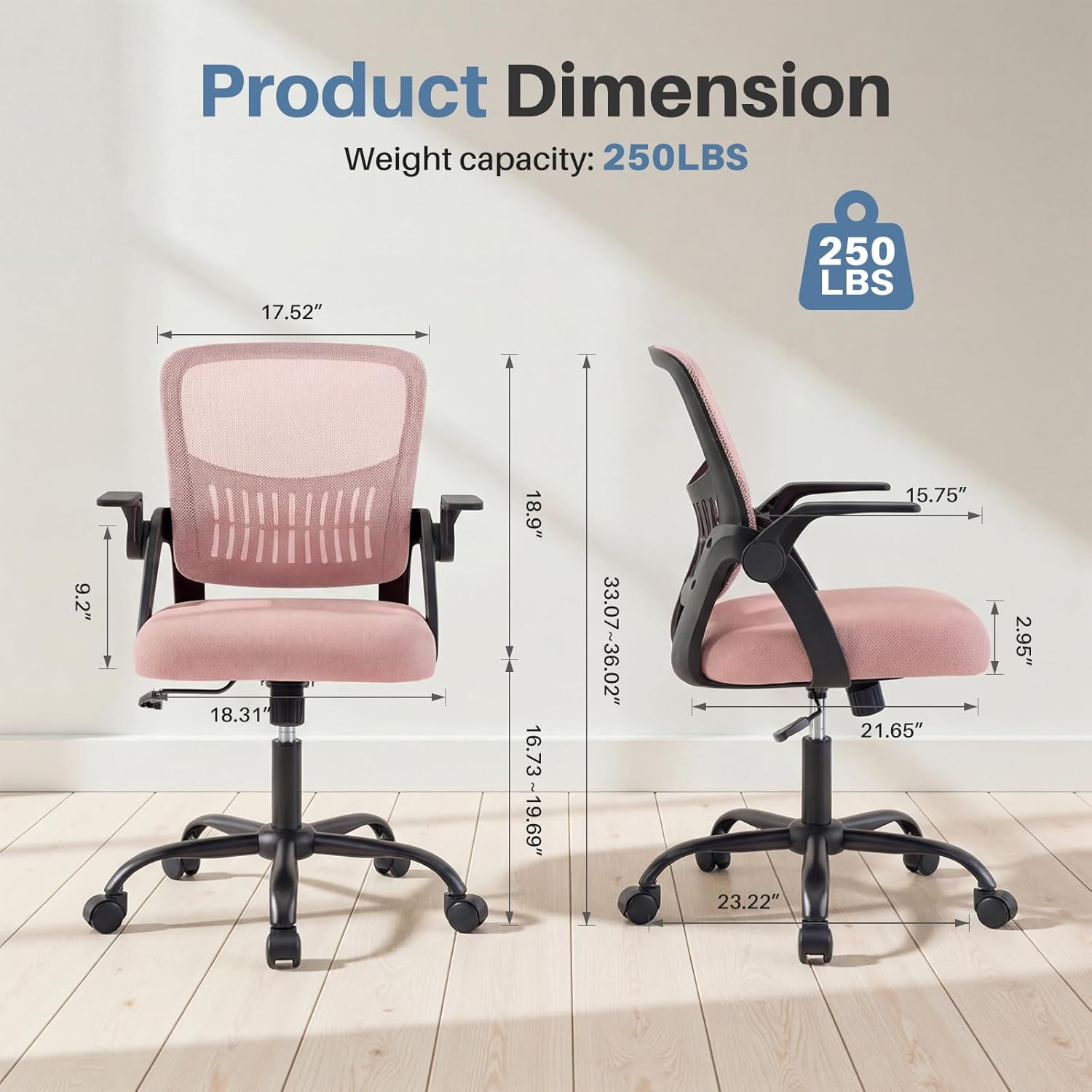 Home Office Desk Chair - Ergonomic Computer Mesh Chair with Lumbar Support & Roc
