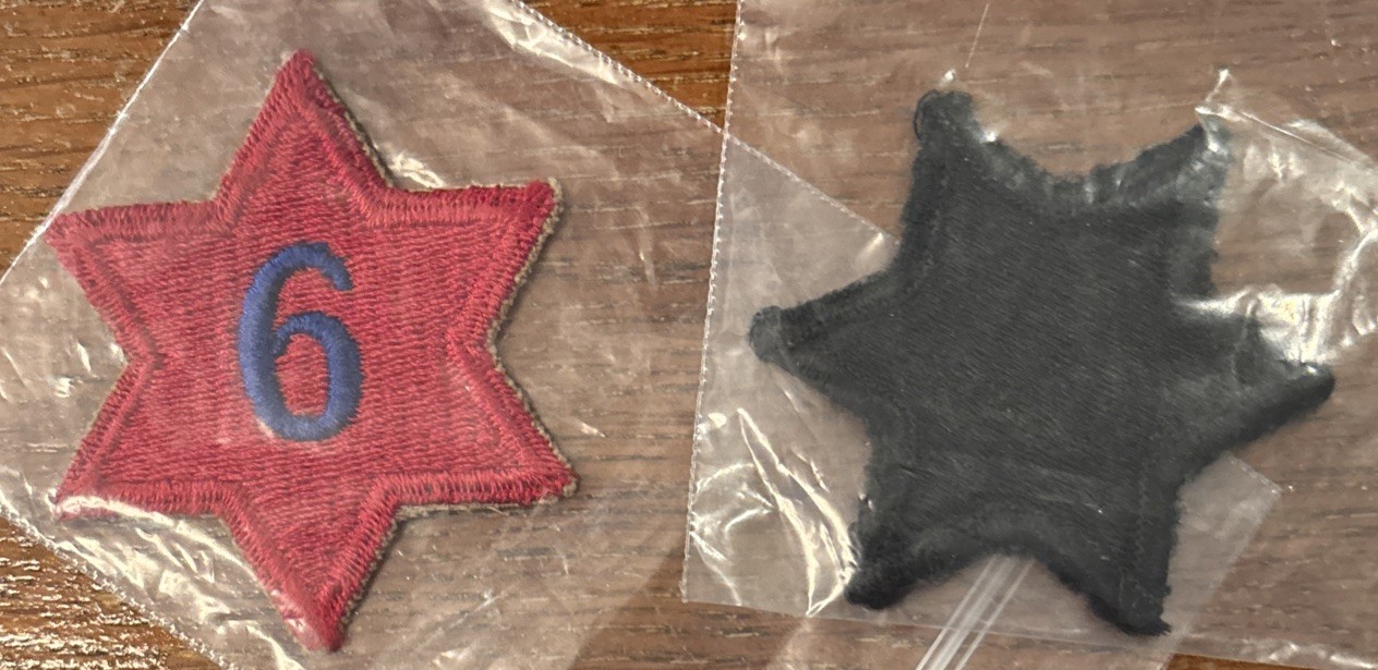 Pair Of Original WWI US 6th Division Color/OD Shoulder patches