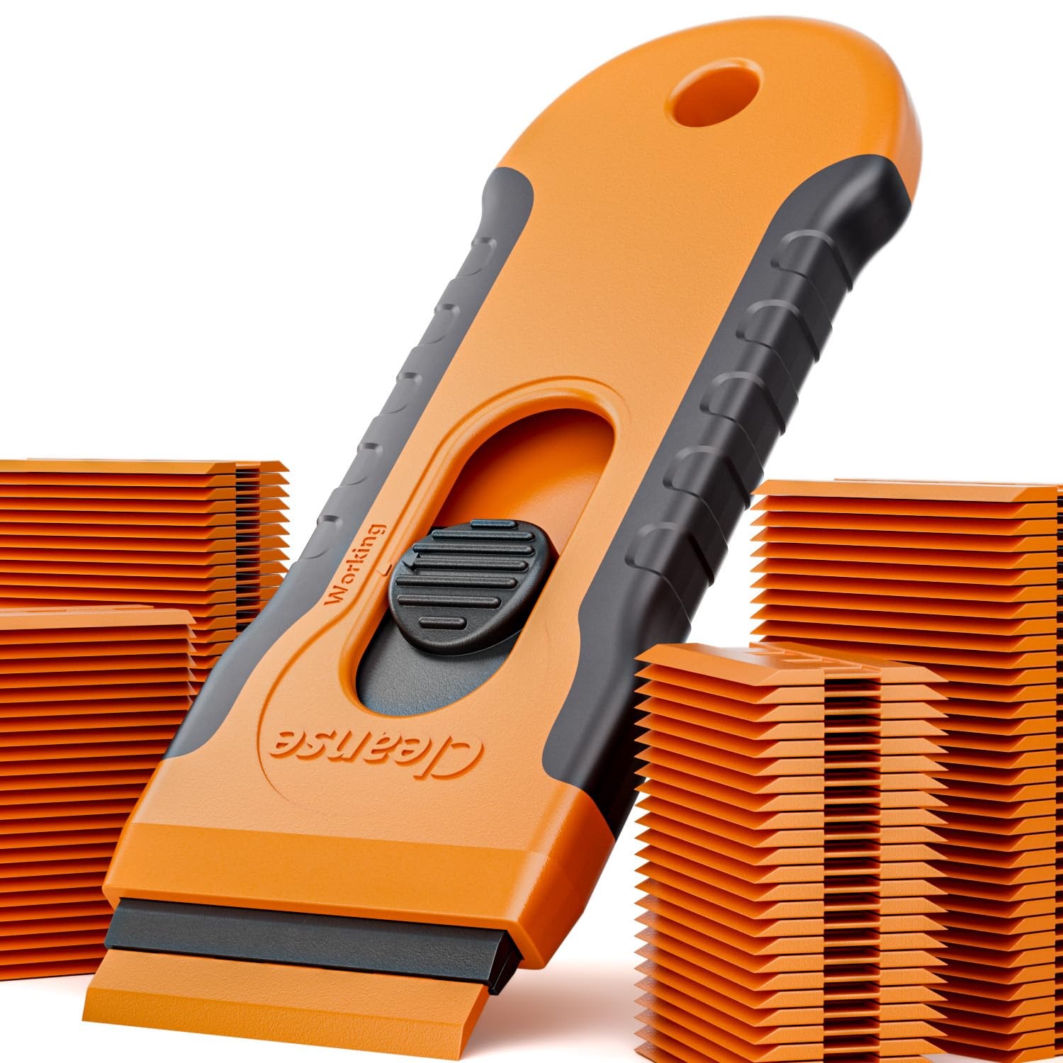 100Pcs Blade Plastic Razor Scraper with Retractable Blade: Without...