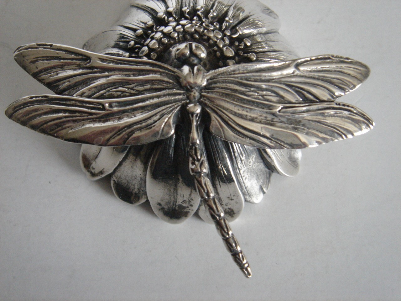 Reed & Barton Silver Plated Dragonfly w/Lady Bug Music Box Non-Working Order