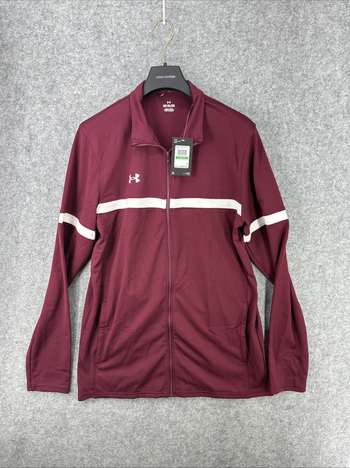 NWT Under Armour Men’s Size Large TALL Zip Jacket Longsleeve Maroon $55 Pockets