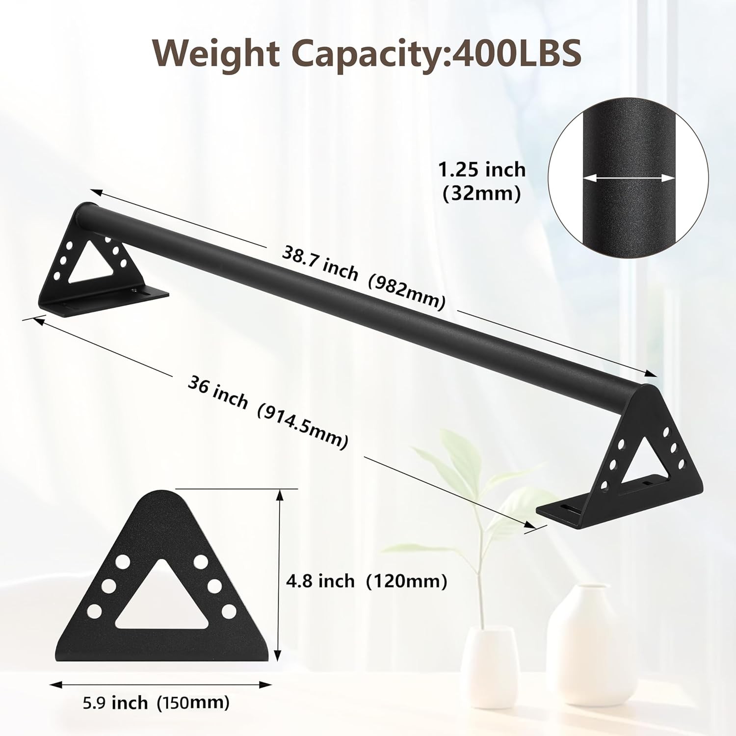 Wall Mounted Doorway Pull Up Bar, Heavy Duty Strength Training Pull-Up Bars for
