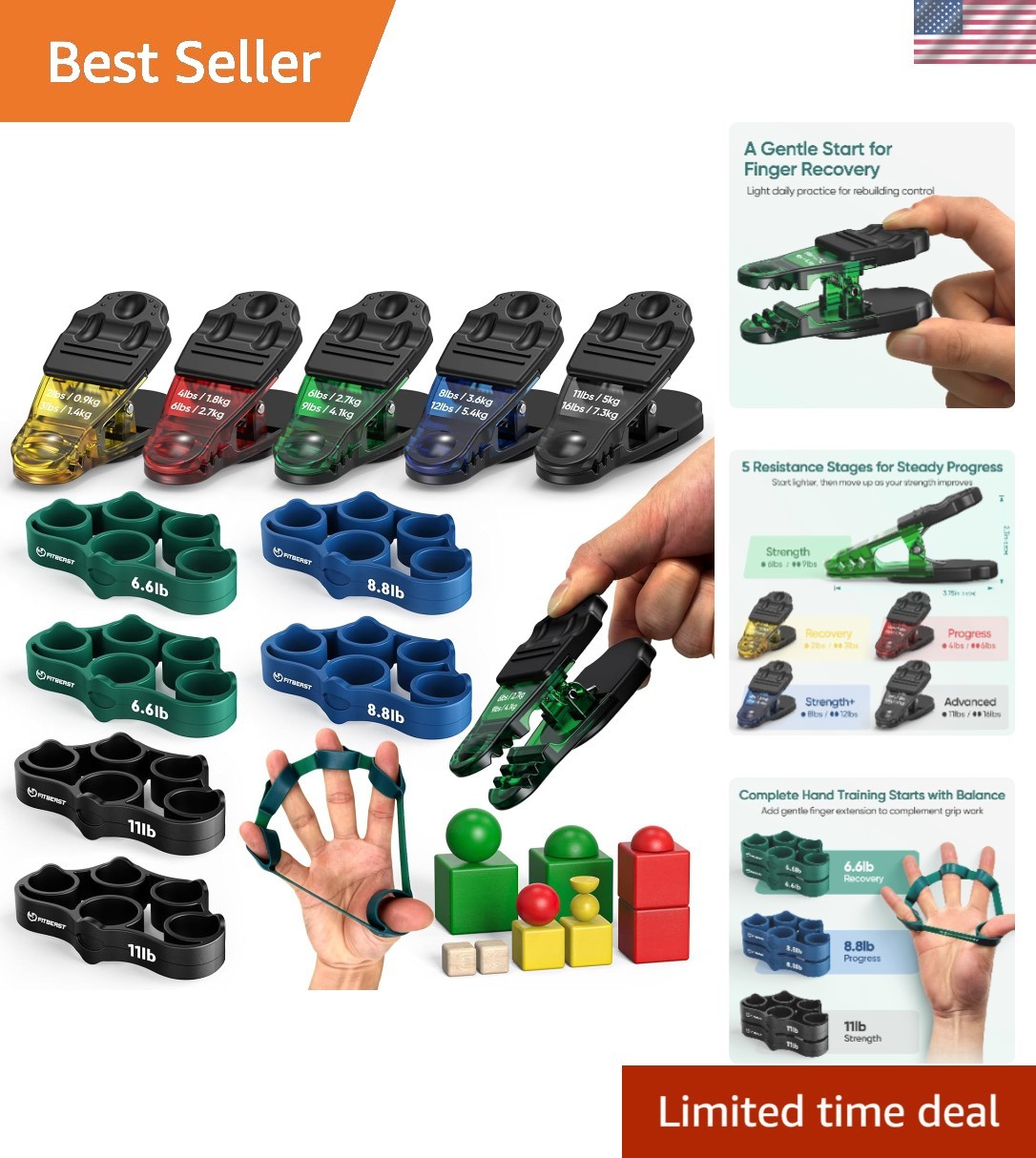 Complete Finger Exerciser Set for Hand Therapy - Grip Strength & Dexterity Tools
