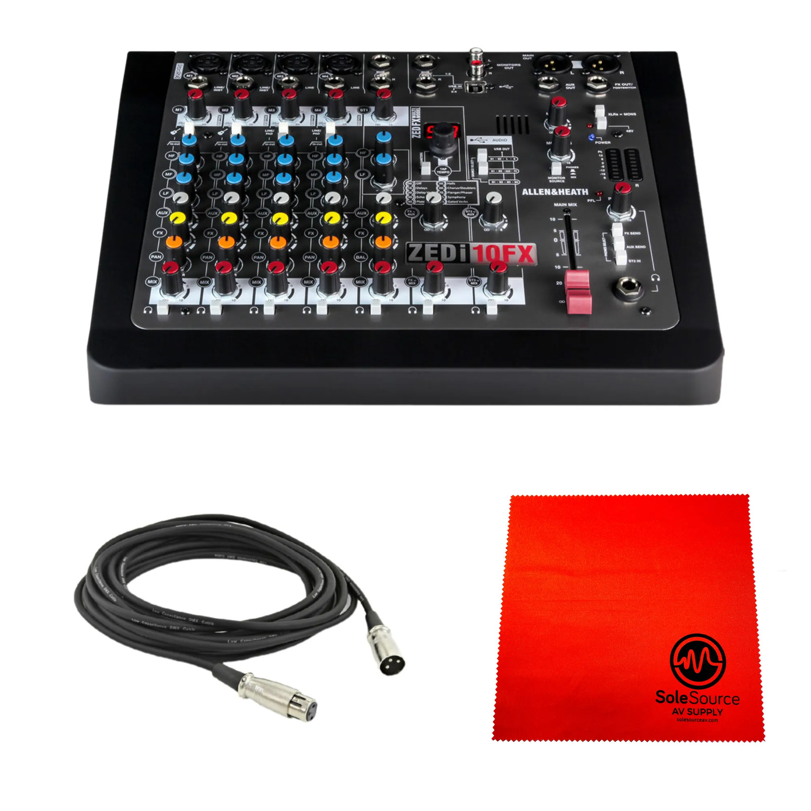 Allen and Heath AH-ZEDi10FX with XLR Cable, Cable Ties and Polishing Cloth