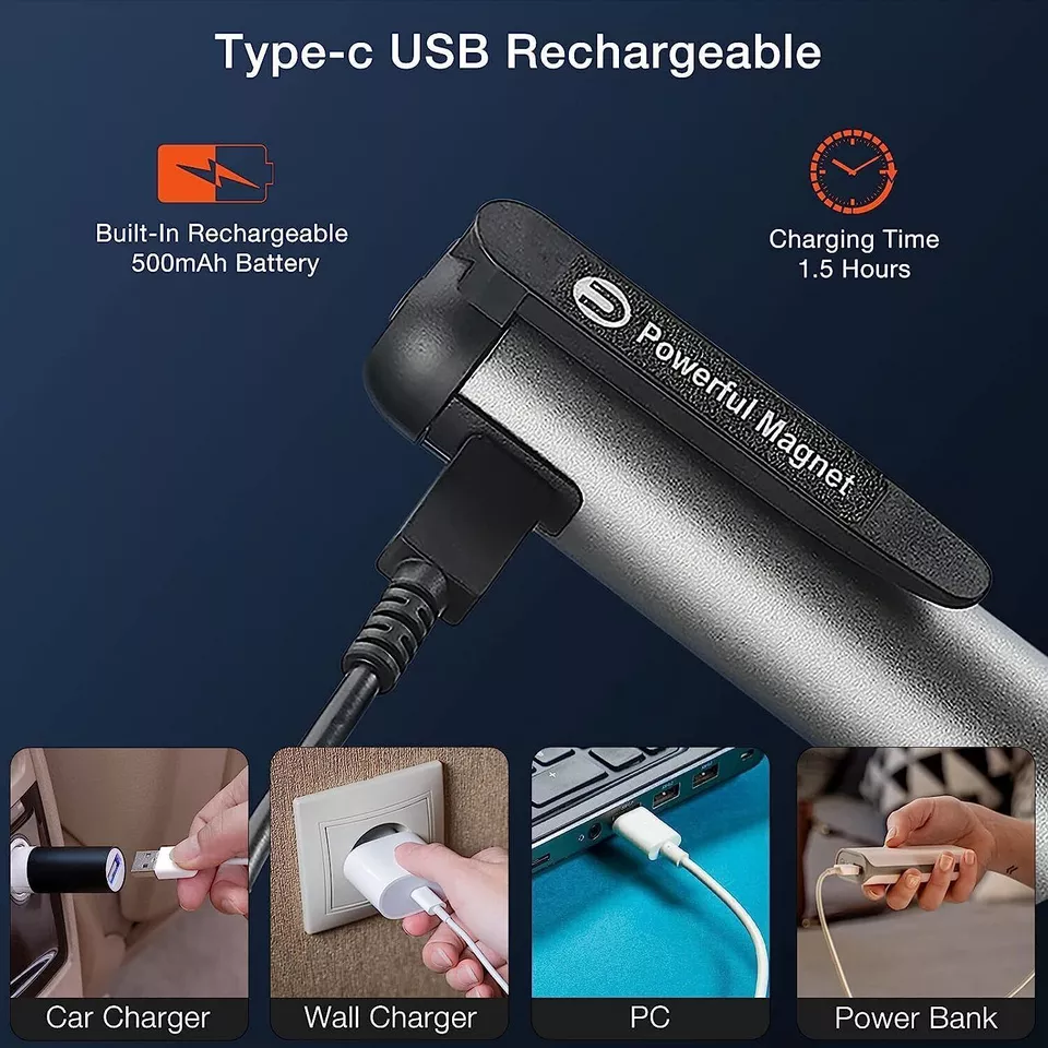 Magnetic Pen Flashlight Pocket Worklight Torch LED Penlight Rechargeable w/ Clip