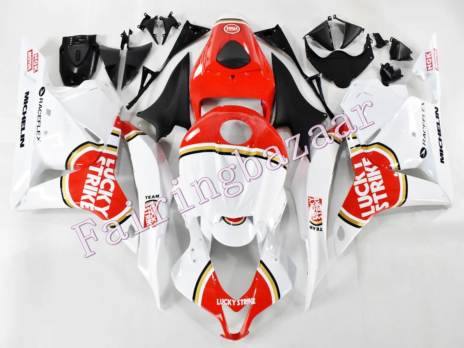 Fit for 2009-2012 CBR600RR White Red Lucky Strike ABS Injection Fairing Kit