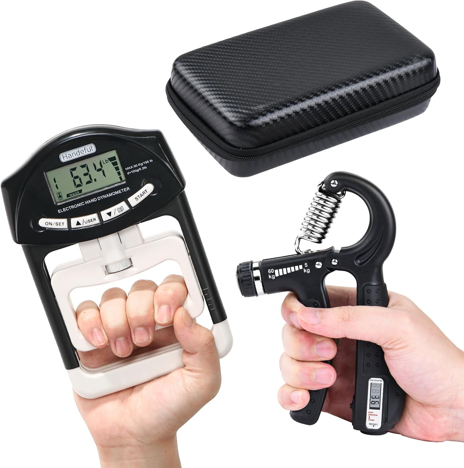 Grip Strength Tester Trainer - Dynamometer Handgrip Measurer Meter, Handheld Str