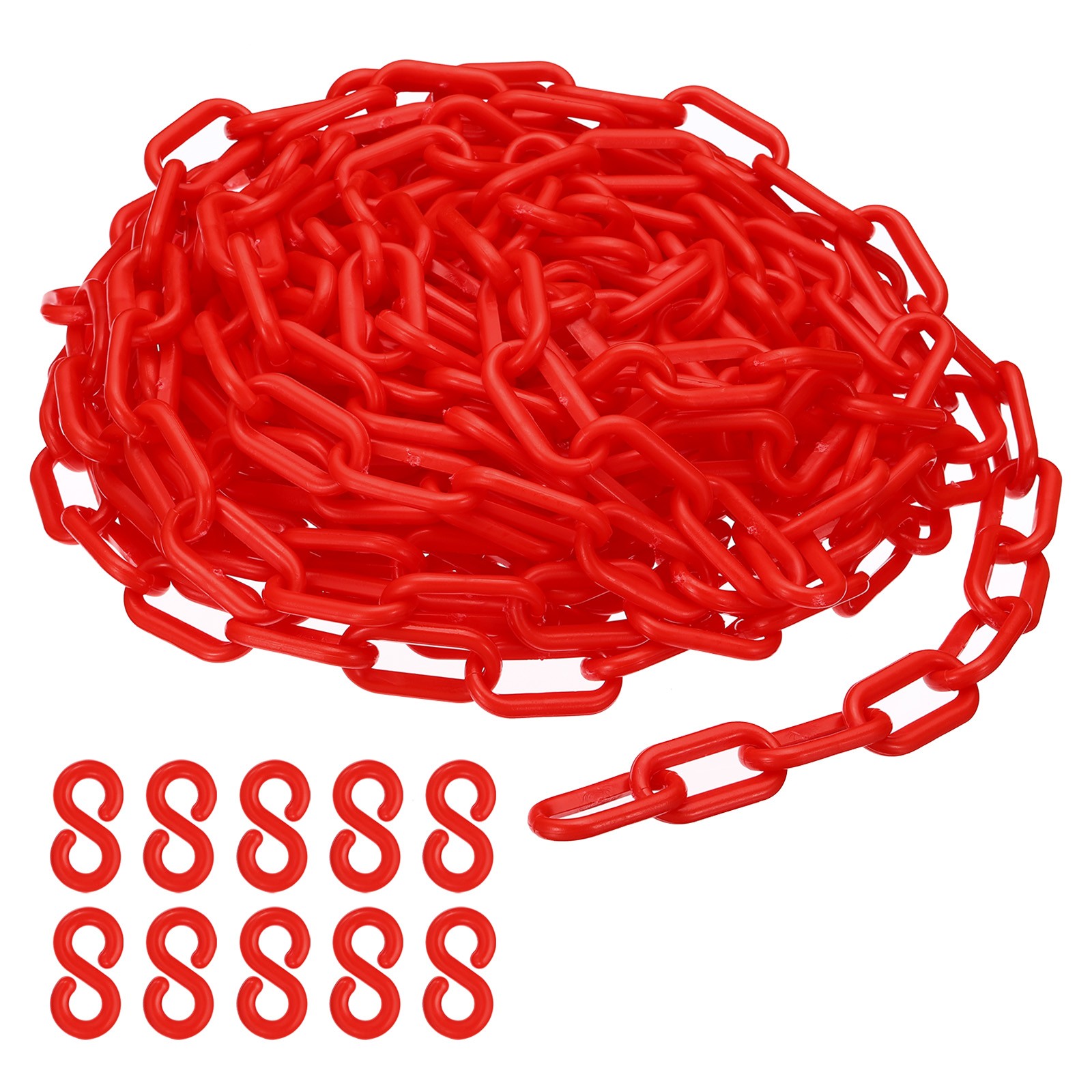 Plastic Chain,32 FEET Safety Barrier Chain for Crowd Control, 1/4inch(6mm) Red