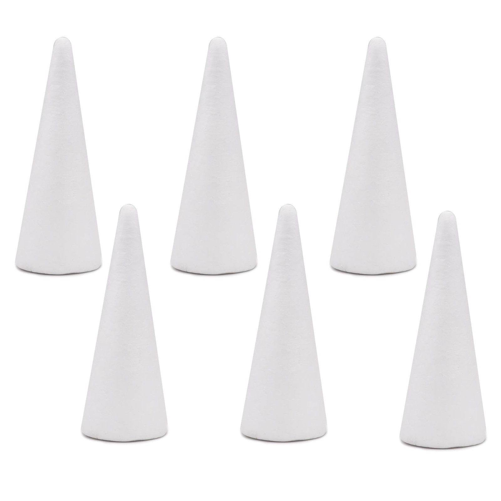 Foam Tree Cones 6 Pack 2.75x7.87Inch Polystyrene for Christmas Project