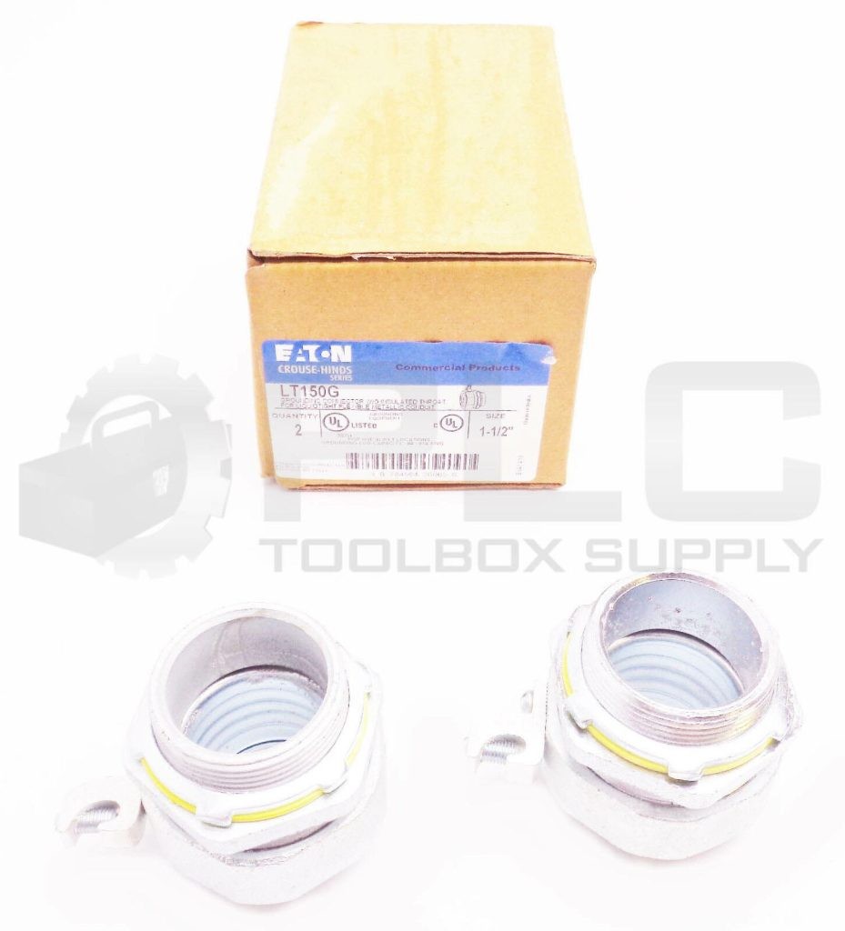 BOX OF 2 NEW EATON CROUSE-HINDS LT150G 1-1/2" GROUNDING CONN W/O INSULATE THROAT