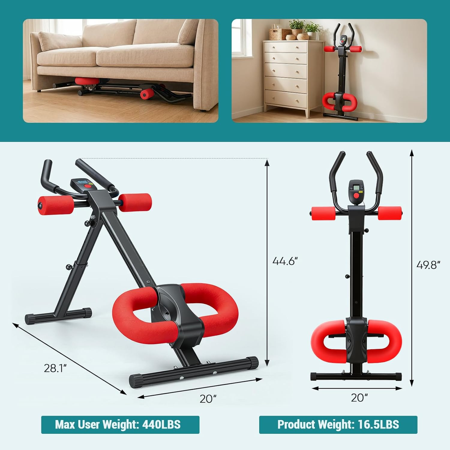 Adjustable Ab Machine for Stomach Workout, Core Workout Equipment for Home Gym,