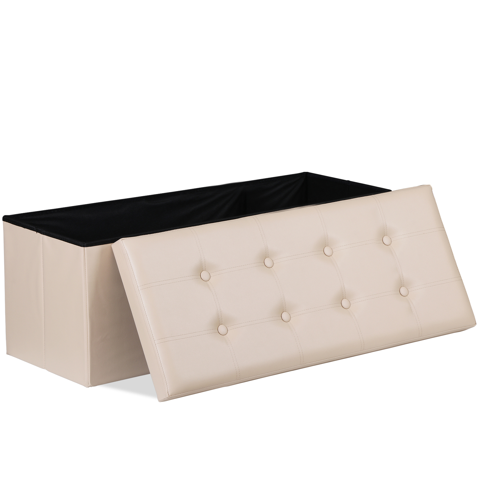 43" Folding Storage Ottoman Bench Fireproof Storage Chest Foot Rest Stool 660lbs
