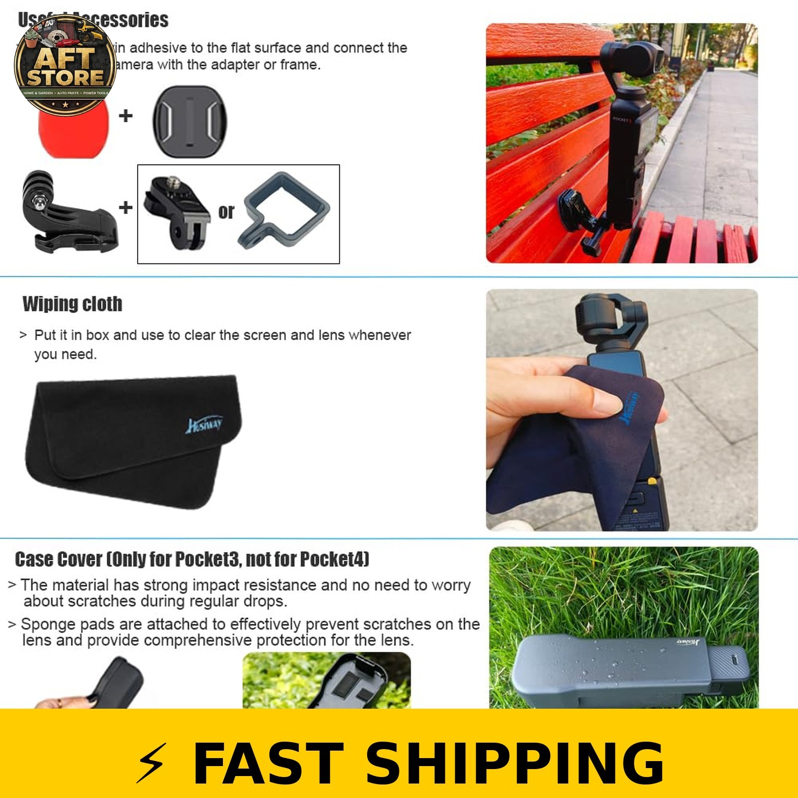 Husiway Accessories Kit for DJI Osmo Pocket 3/4 - Complete Bundle