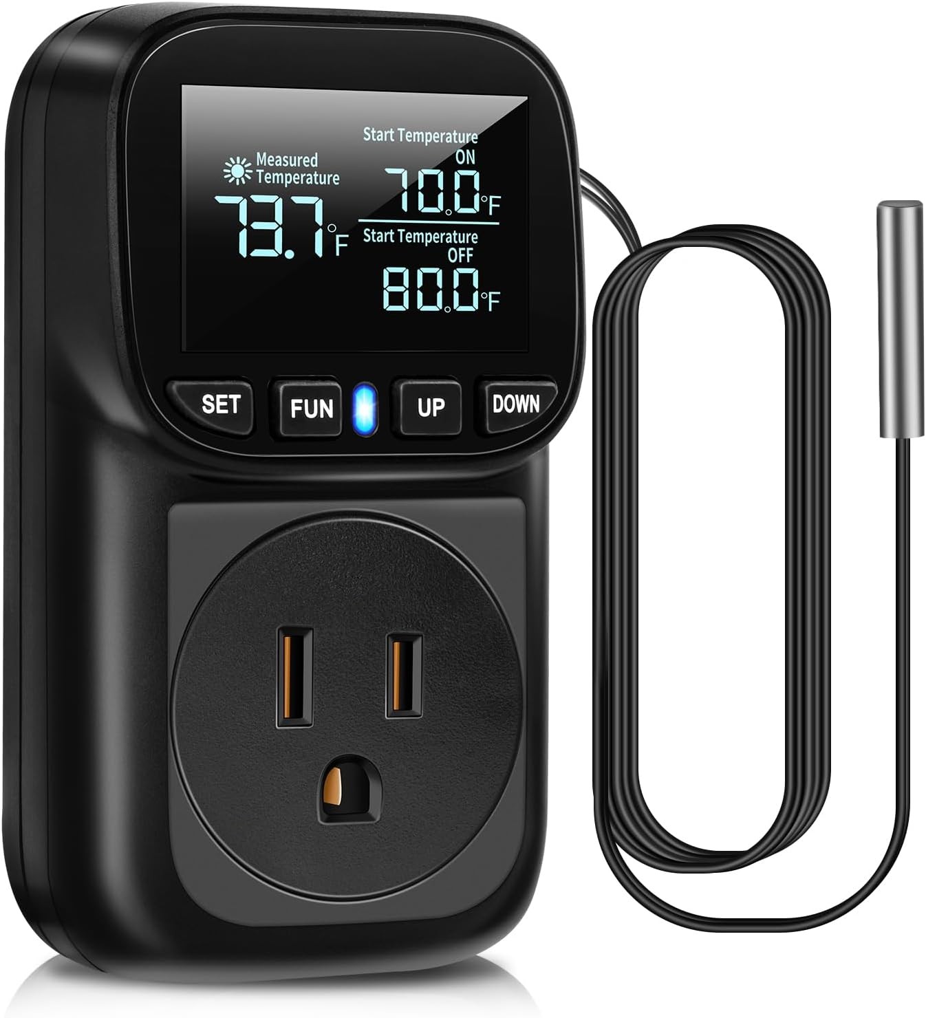 Diymore Digital Temperature Controller Outlet,1800W Plug in White