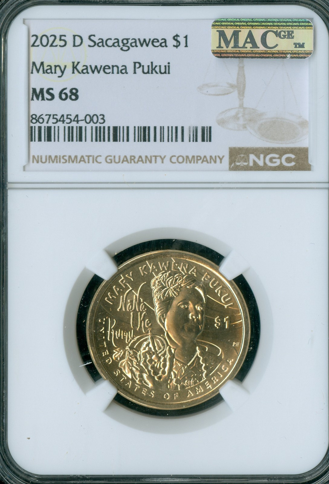 2025 D SACAGAWEA DOLLAR NGC MS68 MAC SPOTLESS .