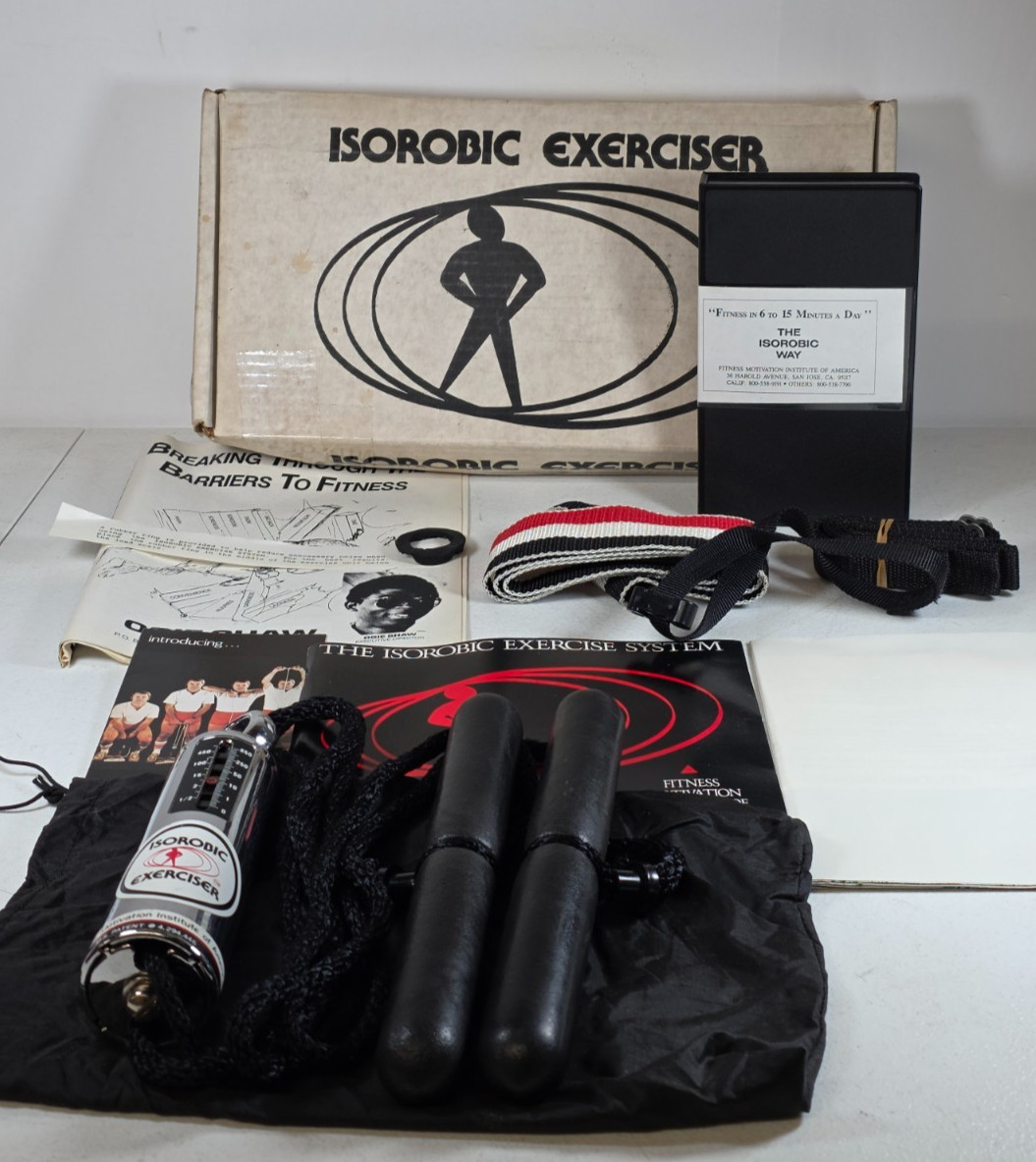 Vintage Isorobic Exerciser Complete Set w/ Box Manual Poster Resistance Bands