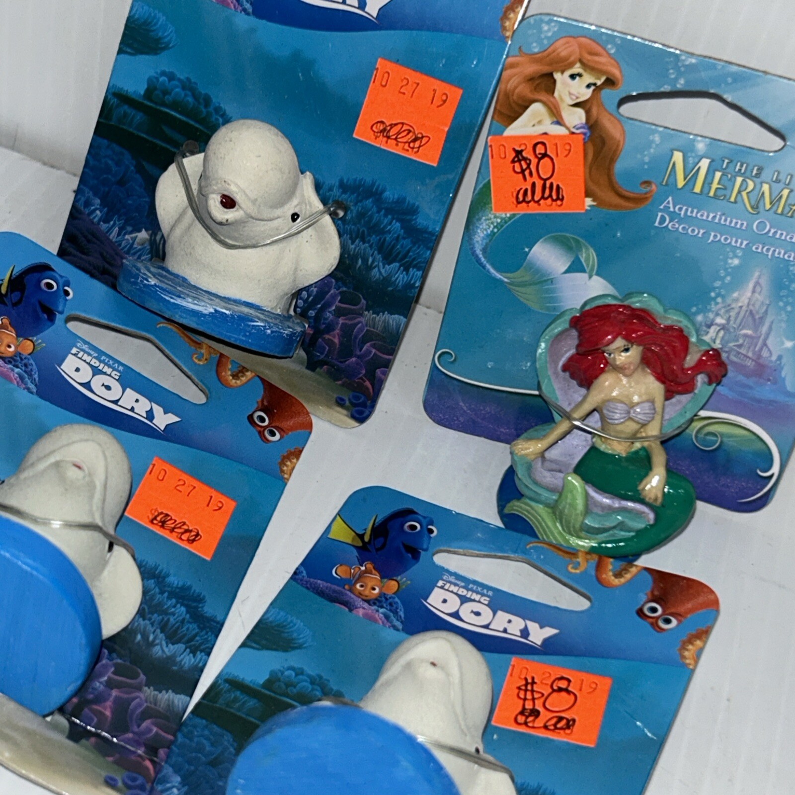 Lot Of 4 Disney Aquarium Ornament Pixar Finding Dory Little Mermaid /u3b