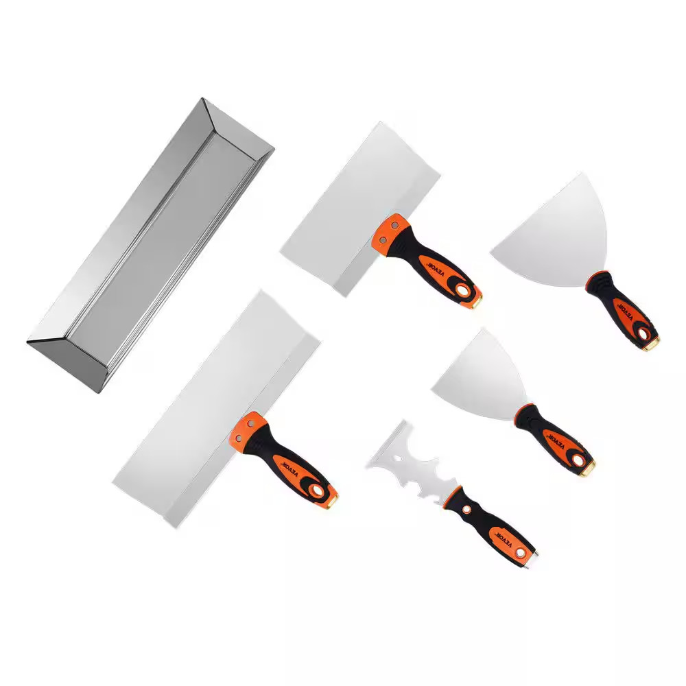 6 Piece Drywall Tools Includes 3 In. Painter Scraper, 2 Putty Knives, 2 Taping K
