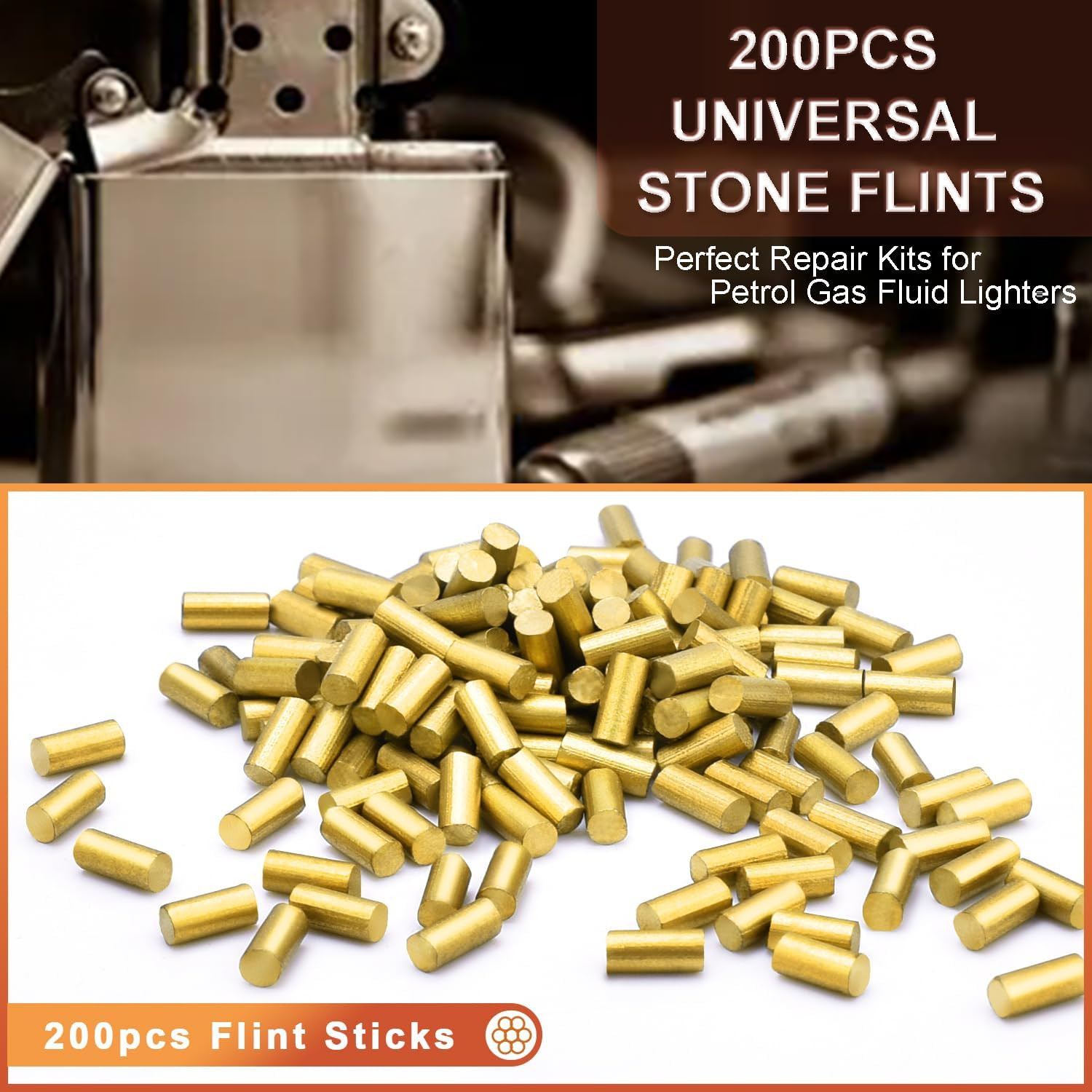 200 Pcs Lighter Flints Universal Lighter Replacement Flint Refills, Premium...