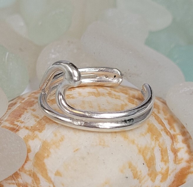 Anniversary Gift For Women's Solid Metal Adjustable Wave Toe Ring 925 Silver