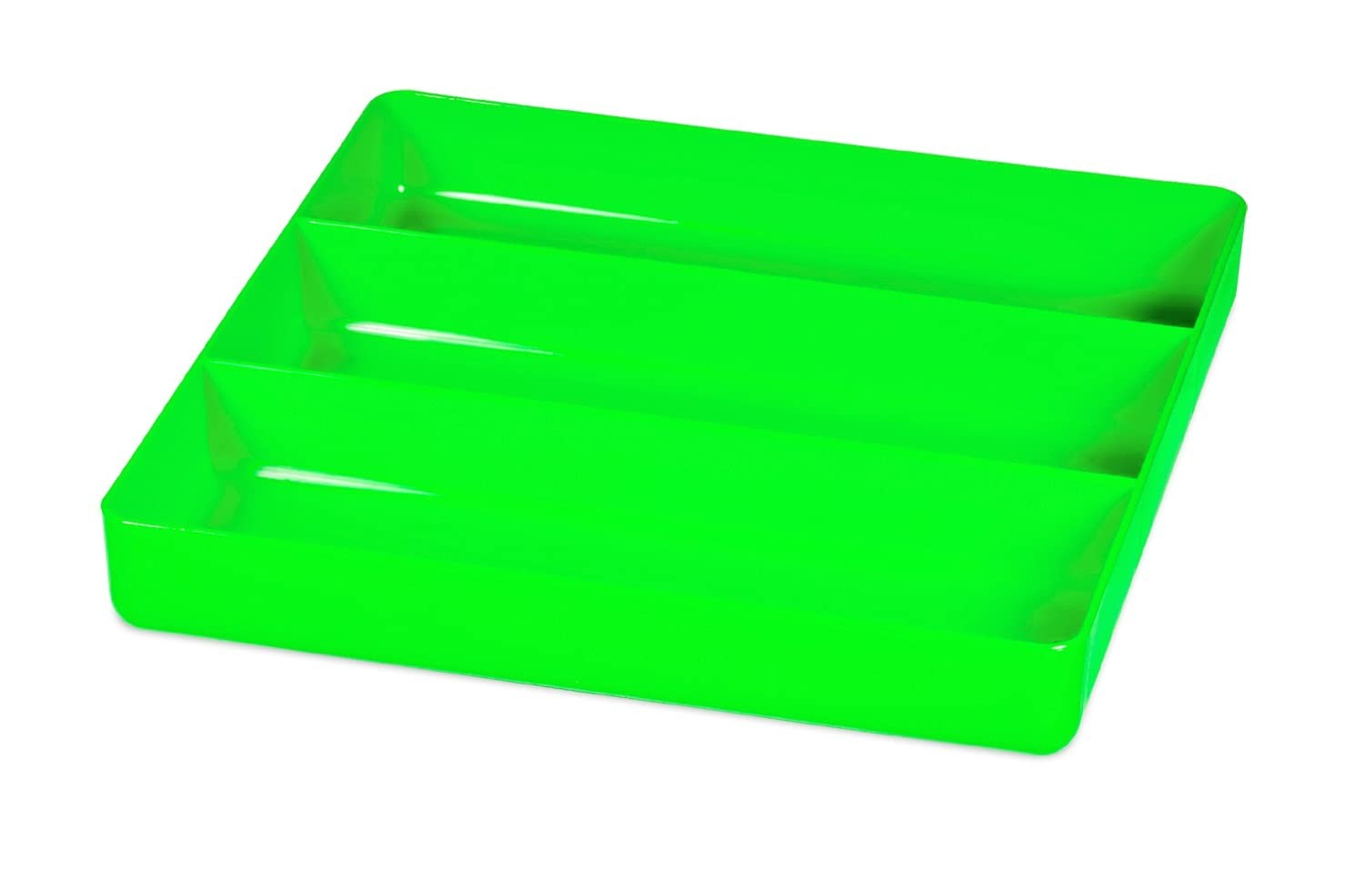 Ernst Manufacturing Toolbox Tray: Stackable Garage 3-Compartments, Green