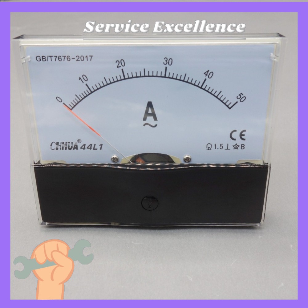 NEW 1X AC 50A Analog Ammeter Panel Current Meter 44L1 80*100MM DC direct Connect