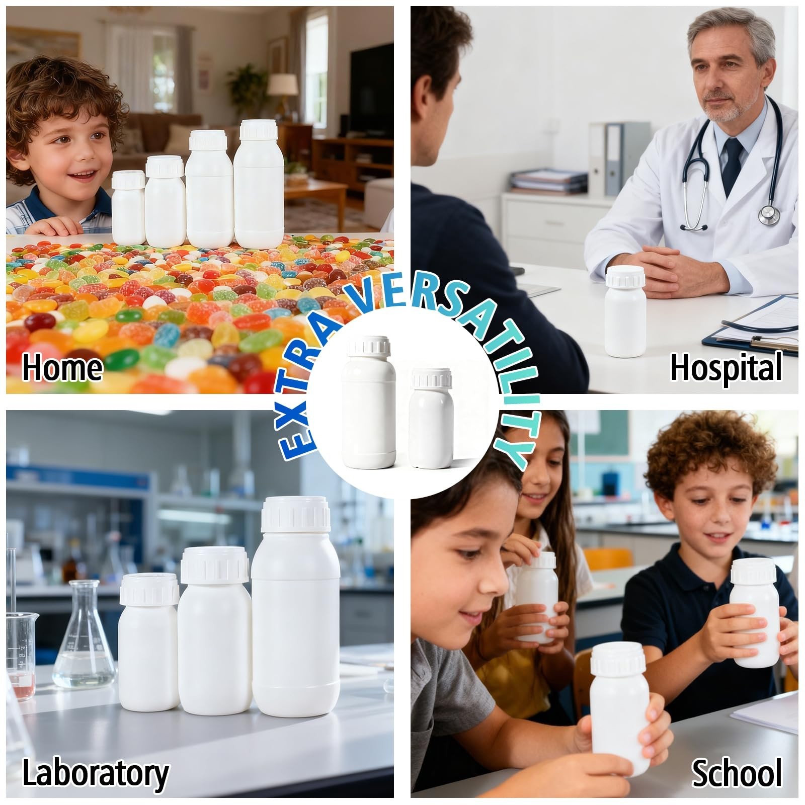2Pack 16.8oz (500ml) Food-Grade Plastic Travel Bottles - Stackable Empty Smal...