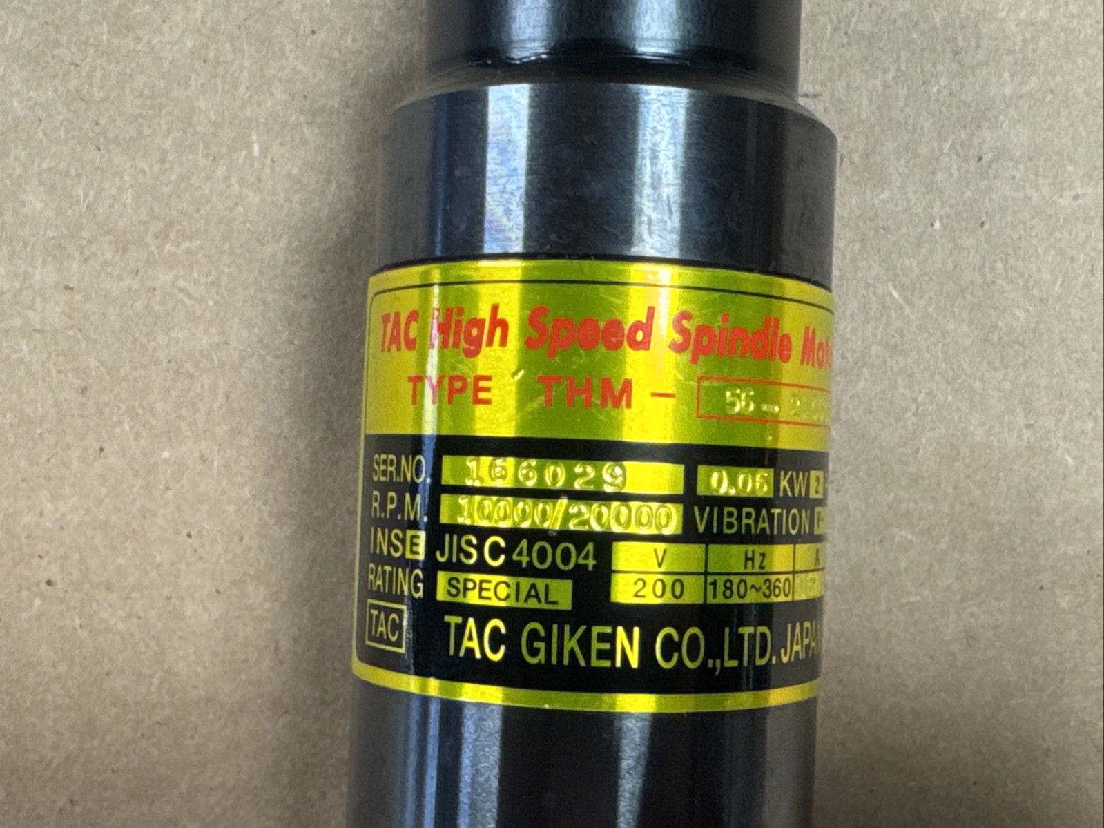 NEW TAC THM-56-20CC08 High Speed Spindle Motor 10000/20000RPM 200V FAST SHIP