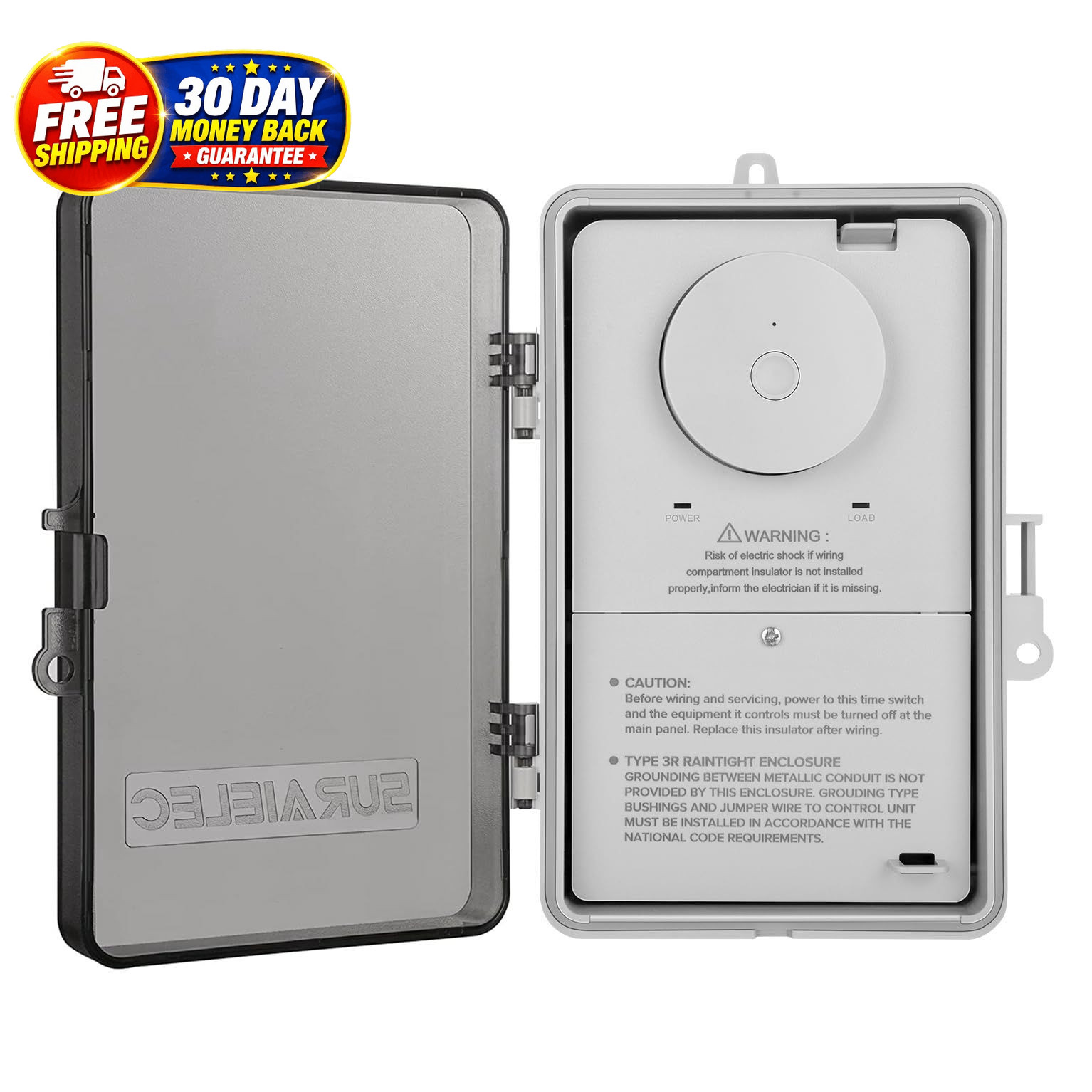 WiFi Pool Timer, 40Amp 2HP, 120/240/277VAC, Clear Cover white