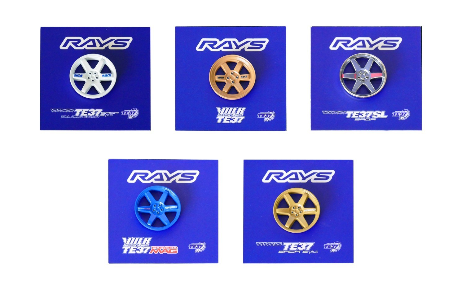 RAYS x Leen Customs TE37 30th Anniversary Pin Badge - FIVE (5) Pin Variety Set