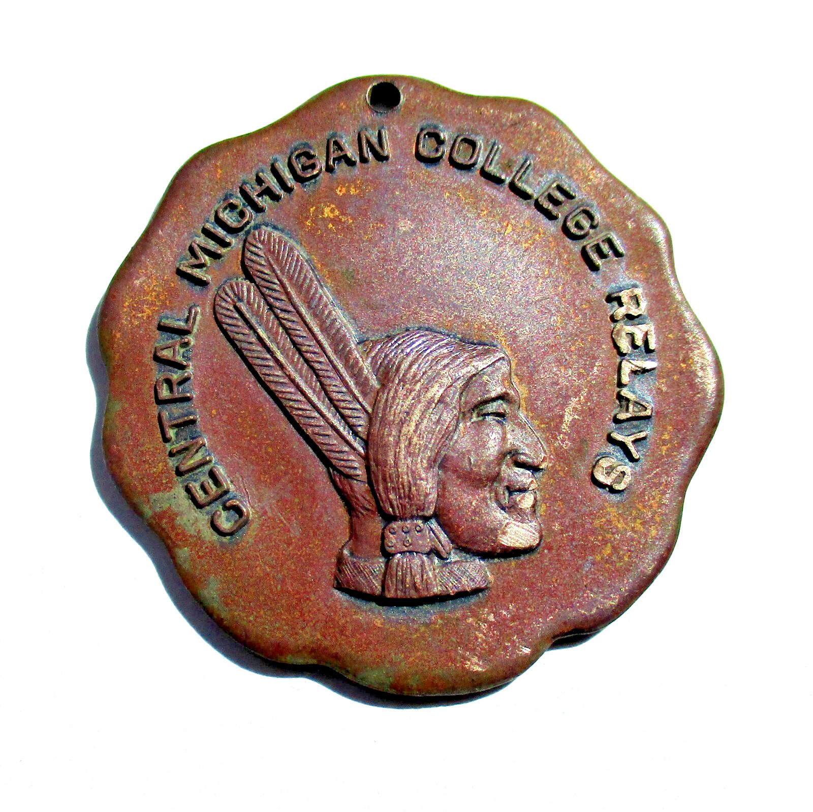 1959 Central Michigan College Relays Brass Token Award Saginaw High &Arthur Hill
