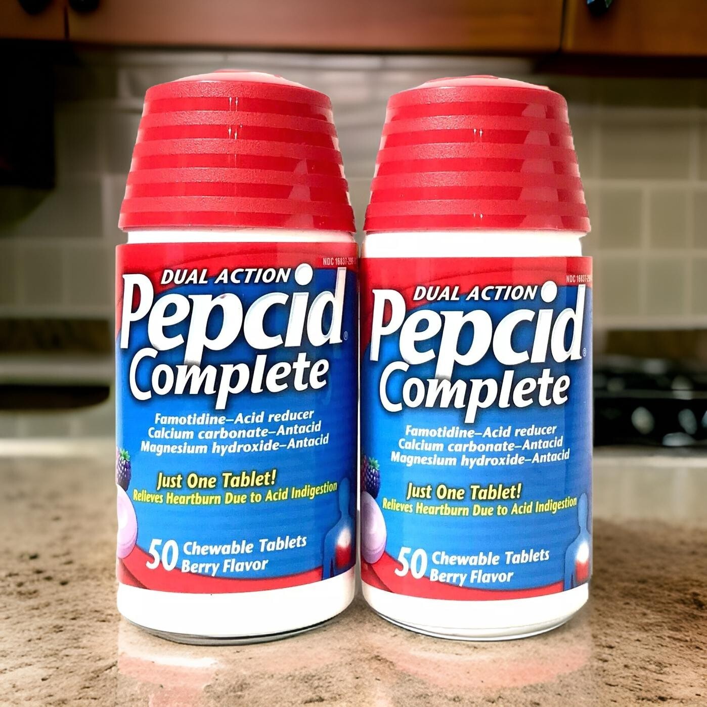 PEPCID COMPLETE 2 X 50 (100) *BERRY FLAVOR* CHEWABLE TABLETS EXP 2028 +