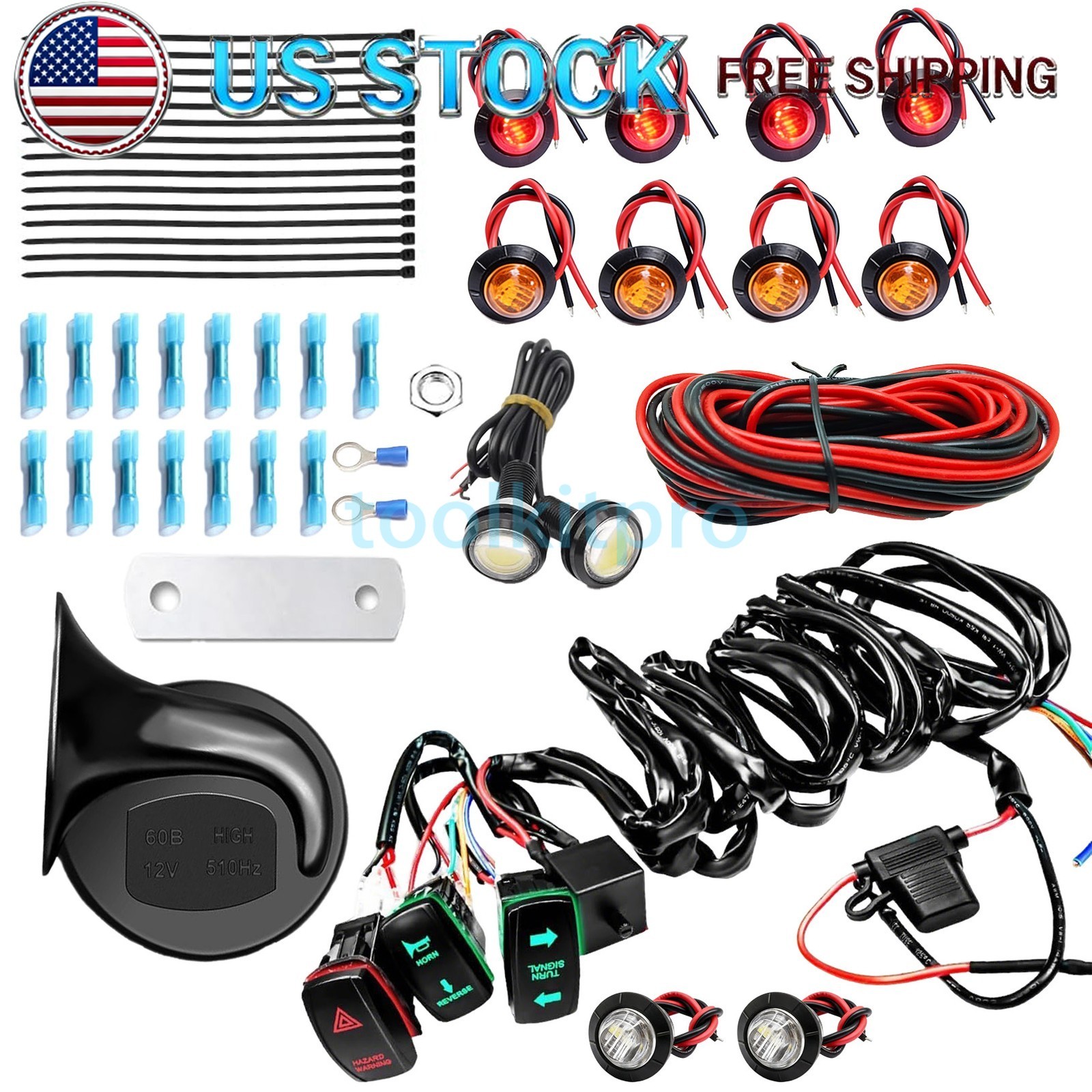Pre-wired Turn Signal Horn Kit, Universal Dirt Bike Street Legal Kit