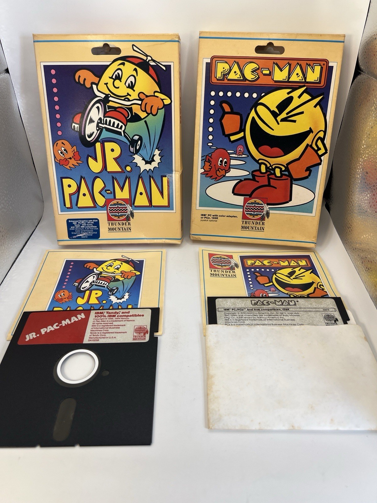 Pac-Man & Jr. Pac-Man IBM PC 5.25 Floppy Games Lot of 2 Complete in Box Vintage