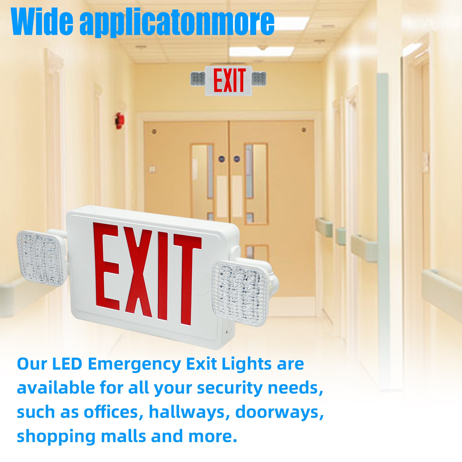 10pcs LED Exit Sign Emergency Combo Light w/ Adjustable Two Head Battery Backup