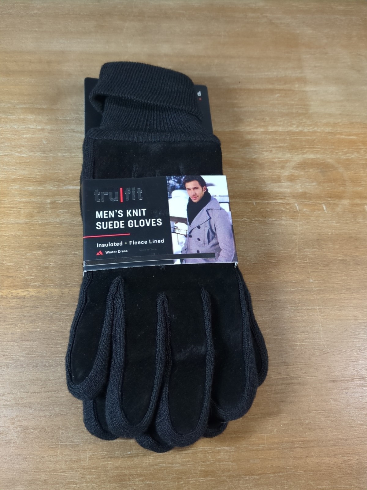 Tru Fit Insulated Men's Black Suede Leather Gloves One Size