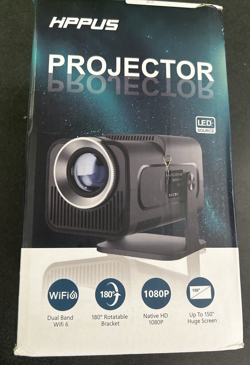 HIPPUS HY320 1080P, 4k LED Projector built in speaker and keystone correction