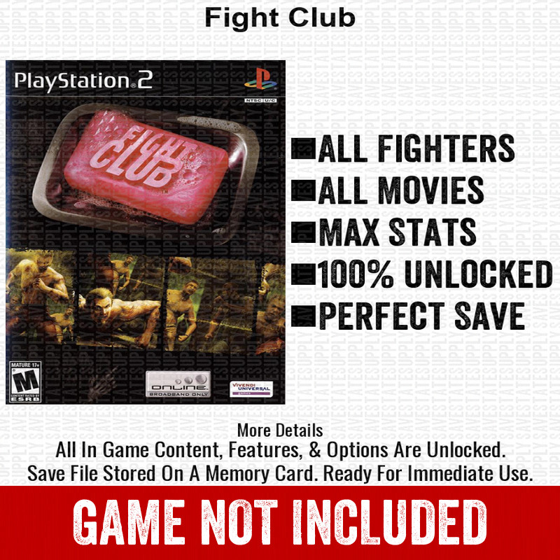 Fight Club 100% PS2 Memory Card All CHEATS ITEMS