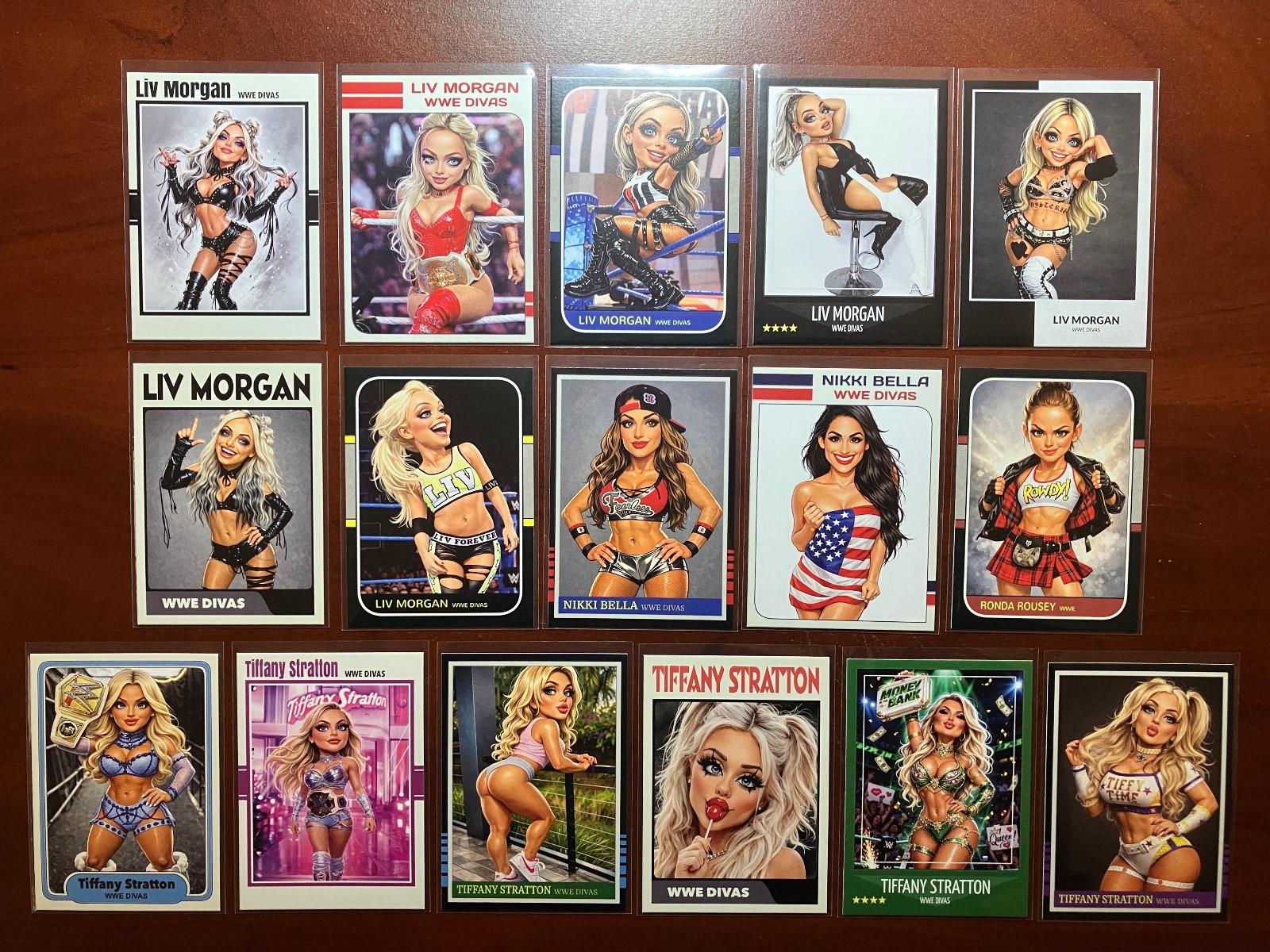 Custom ACEO Caricature Bella Morgan Rousey Stratton Divas Wrestling Card (WWE-3)