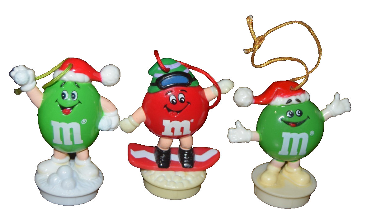 3 Vintage M & M's Candy Topper Ornaments 1990 1988 1995
