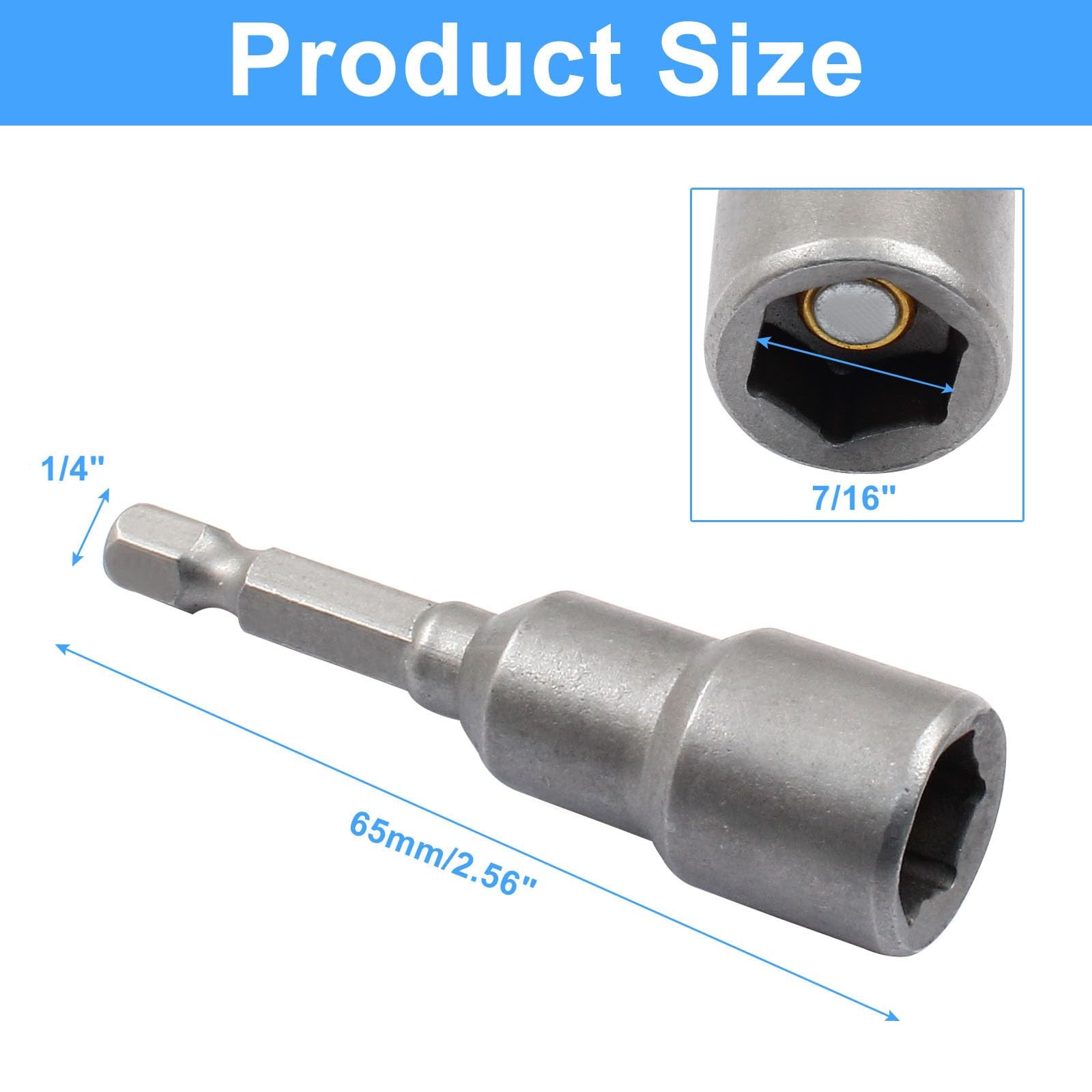 10 Pcs 7/16" Hex Magnetic Nut Driver