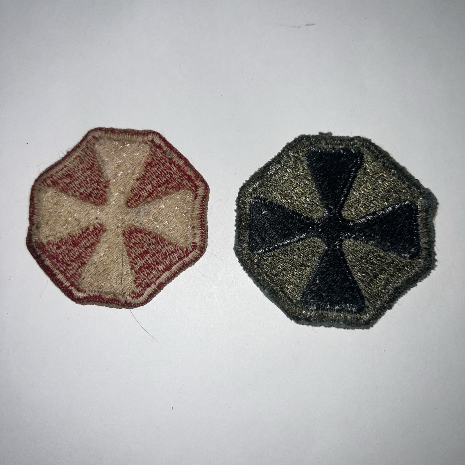 8th ARMY PATCH VIETNAM WAR ERA PATCH Subdued and Color Set - W/ Cut Edge