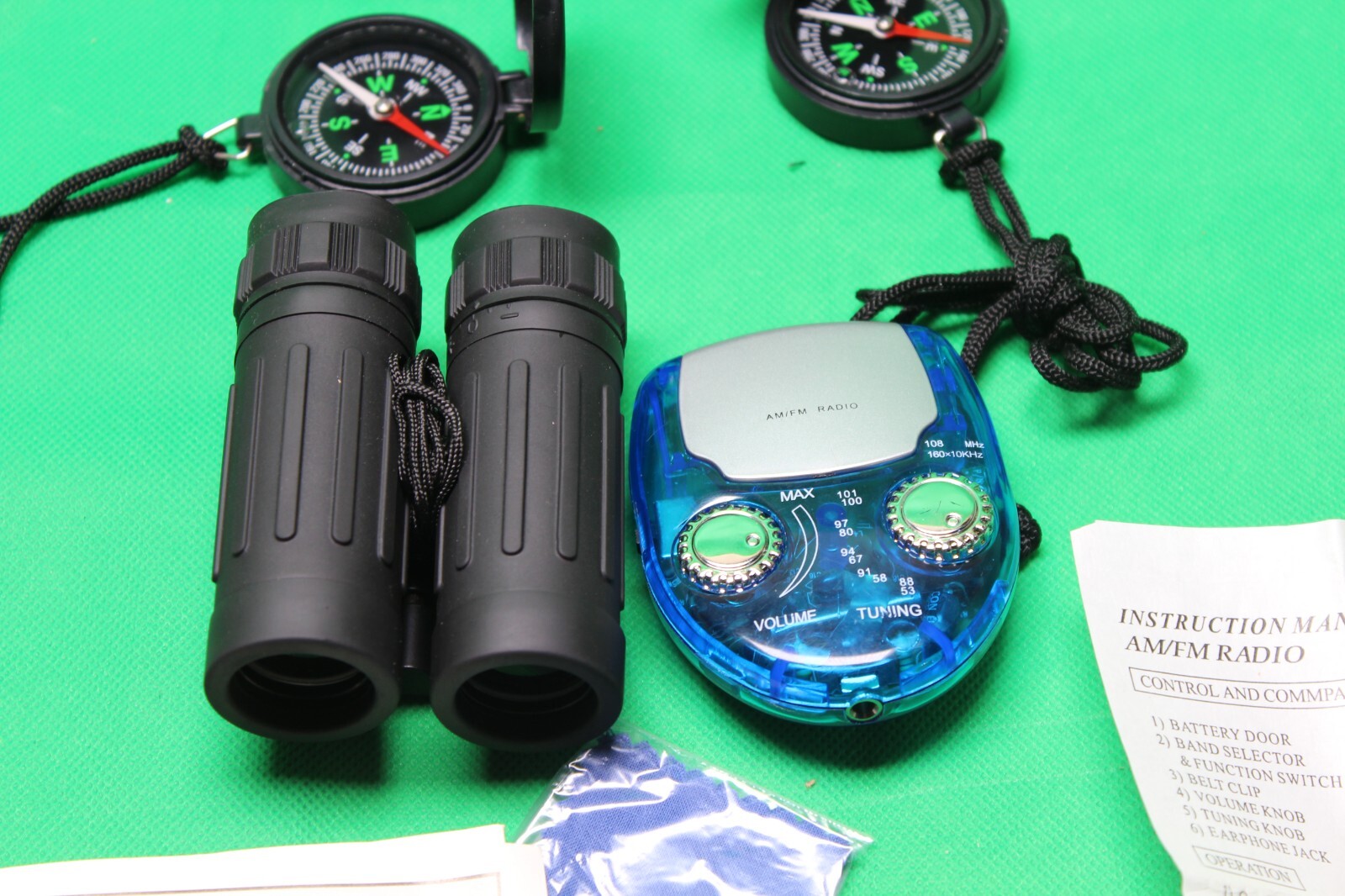 MultiTech Survivor Pack Binoculars, Compass, Flashlight Case W/Belt Loop Radio
