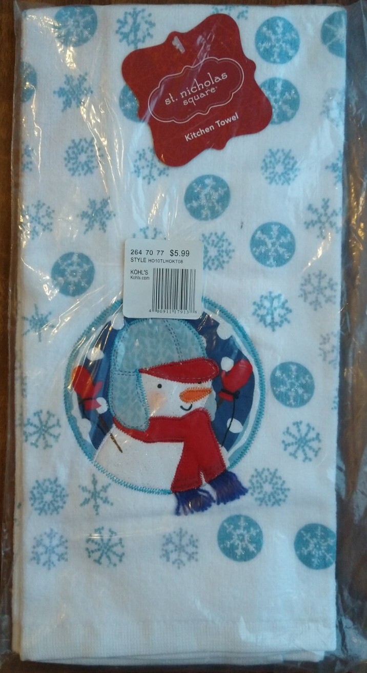 St. Nicholas Square Snowman & Snowflakes Kitchen Towel Set New NWT FAST SHIP