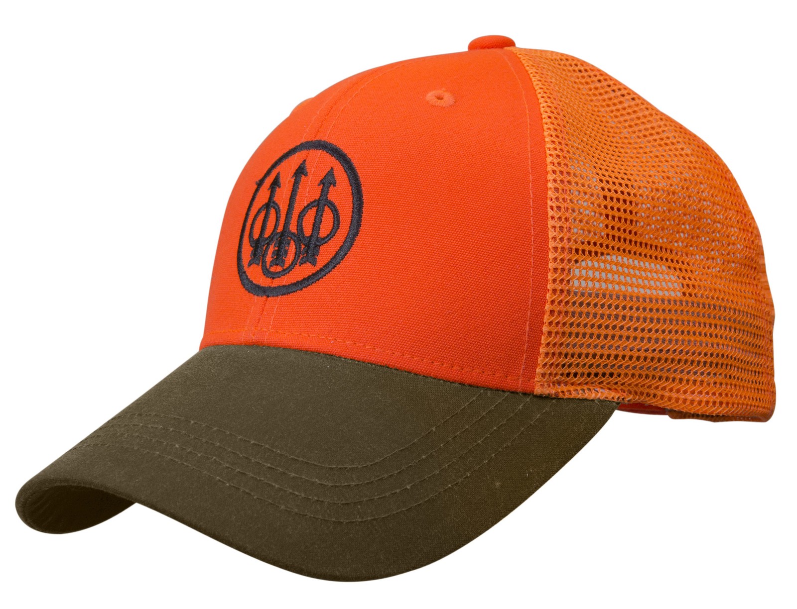 Beretta Men's Upland Trucker With Waxed Cotton Bill Tabacco/Blaze Orange Hat