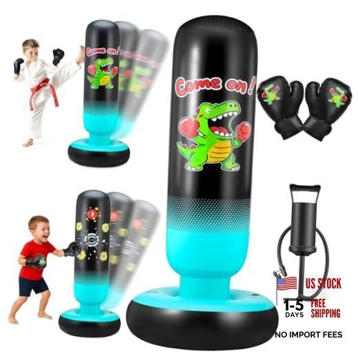 Punching Bag for Kids 65" Inflatable Dinosaur Kids Punching Bag with Boxing