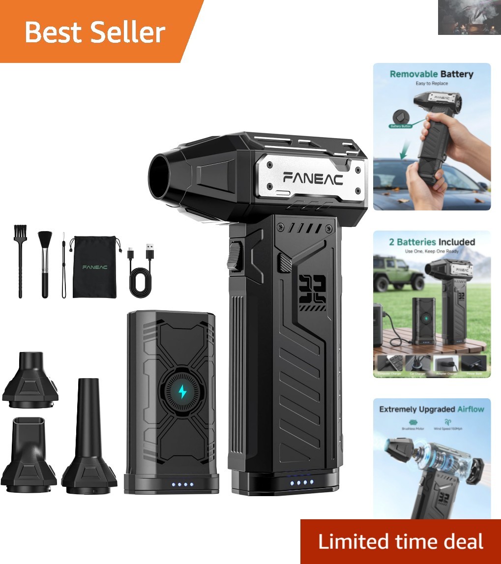 Cordless Electric Air Duster: 150,000 RPM with Versatile Precision Nozzles