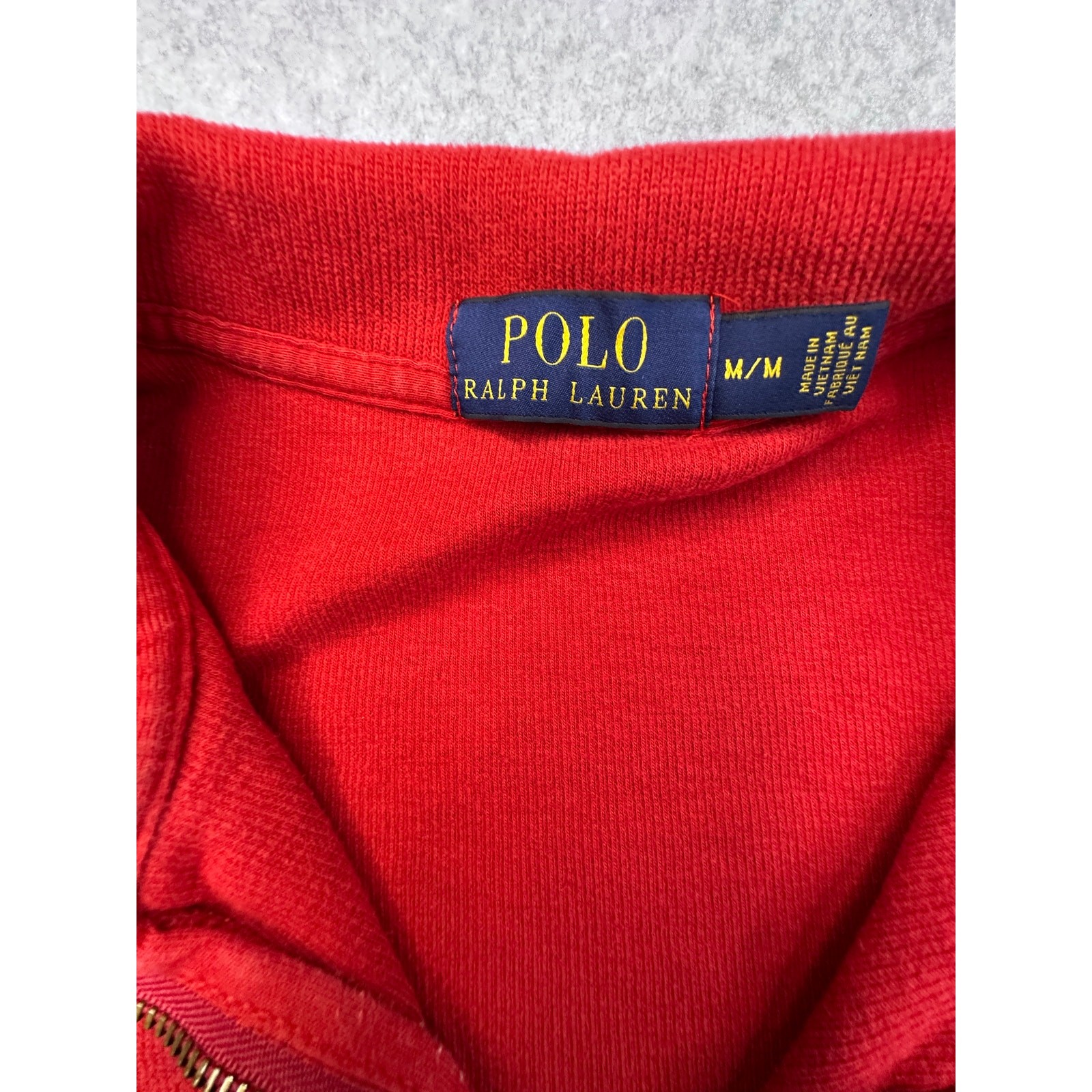 Polo Ralph Lauren Quarter Zip Pullover Cotton Knit Red Medium Classic Prep