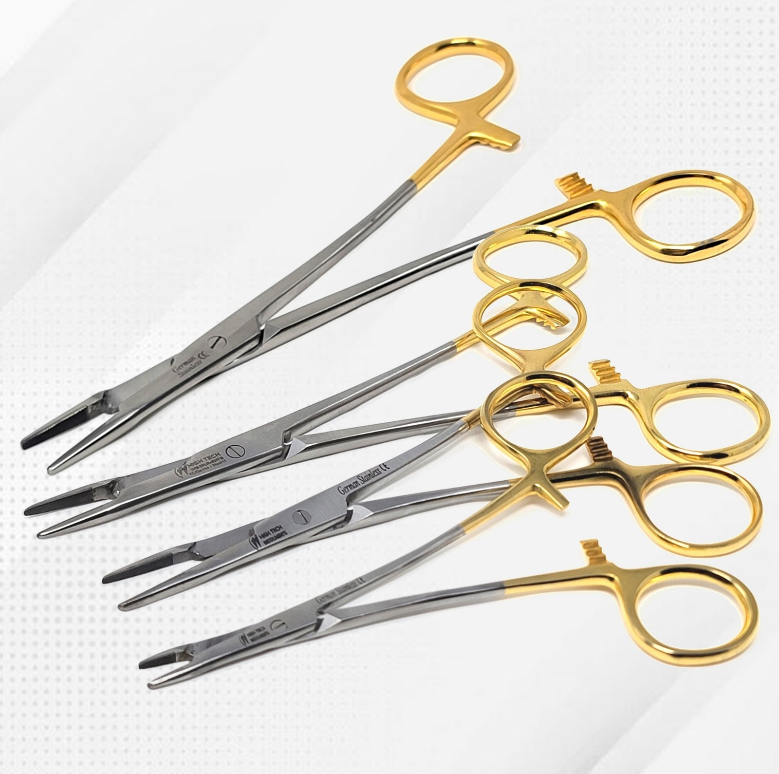 Set Of 2 - Serrated Olsen Hegar Needle Driver With Tungsten Carbide Inserts Gold
