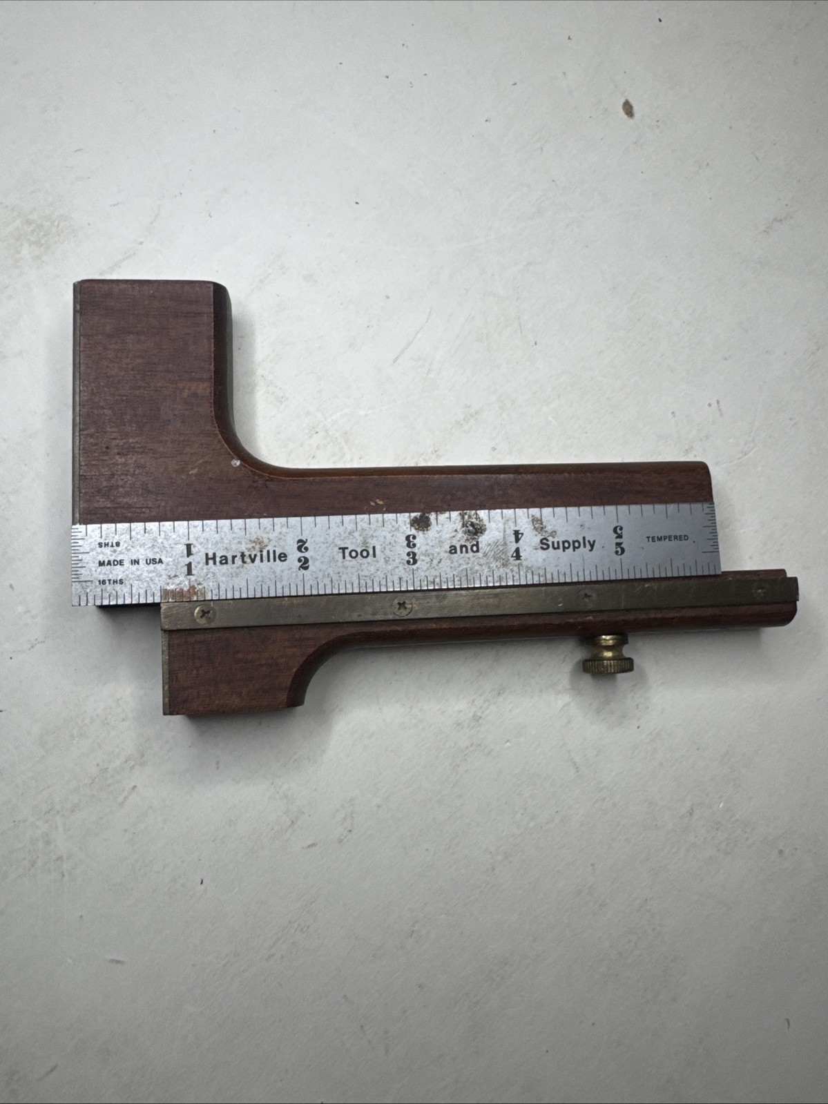 Hartville Fine Tools Set-Up Gauge, Brass, Wood (rosewood?), Made in USA